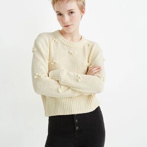 NWT Madewell Dotted Bobble Pullover Sweater Crewneck in Antique Cream XS